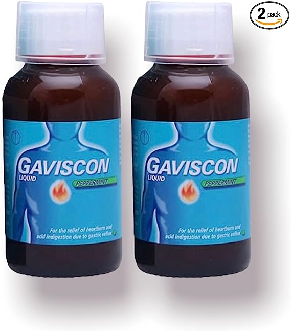 Gaviscon Original Peppermint Oral Suspension 400 ML,2 Bottles 200 ml Each (Packaging May Vary)