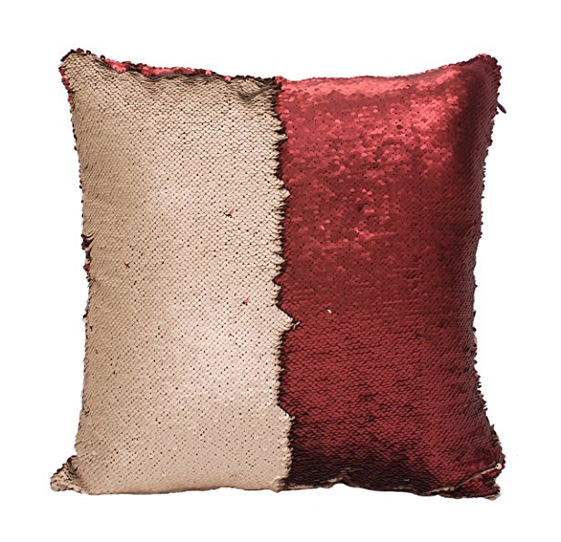 Idea Up Reversible Sequins Mermaid Pillow Cases 4040cm with magic mermaid sequin (Beige and Red)
