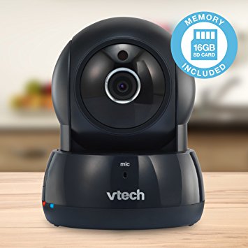 VTech VC9311-122 Wi-Fi IP Camera with 720p HD, Remote Pan & Tilt, Free Live Streaming, Automatic Infrared Night Vision & 16 GB SD Card, Graphite