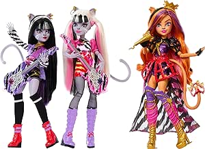 Monster High Dolls, the Hissfits Band three-Pack With Toralei Stripe, Meowlody And Purrsephone