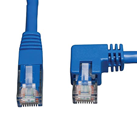 Tripp Lite Cat6 Gigabit Molded Patch Cable (RJ45 Right Angle M to RJ45 M), Blue 1.5 m (N204-005-BL-RA)