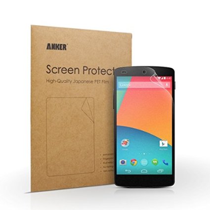 Anker Matte Screen Protector for Google Nexus 5 [3 Pack] Highly-Transparent Anti-Glare Anti-Fingerprint with Lifetime Warranty