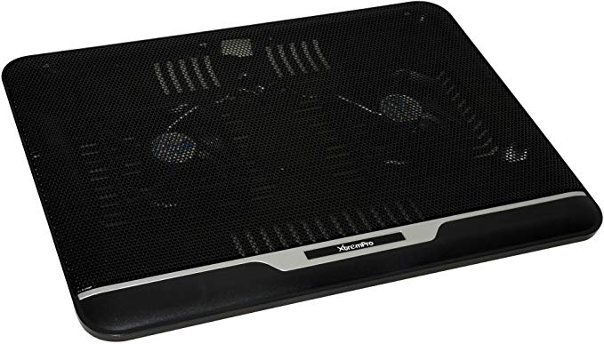 XtremPro Laptop Cooler Cooling Pad, Mat for 12" 13" 14" inch, Ultra Slim Portable USB Powered Borderless Metal Mesh Surface w/ 2 Quiet Fans at 1500 RPM w/LED Light - Black 2 Fans (11067)