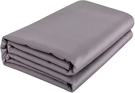 PHF Bamboo Cotton Flat Sheet 300 Thread Soft Breathable Warm for Winter Queen Size Light Grey