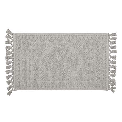 French Connection Nellore Fringe Bath Rug, 17 in. x 24 in. in, Medium Grey