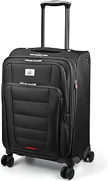 Softside Expandable Carry-On Luggage with Spinner Wheel USB Port Lightweight