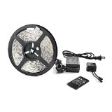 Vinus IR Music Sound Activated 5M 5050 RGB Waterproof 300LEDs RGB Flexible Color Changing LED Strip Kit with 20-key Music Sound Sense IR Controller  12V 5A Power Supply For Xmas Lighting Indoor Outdoor Backlighting Wedding Decoration