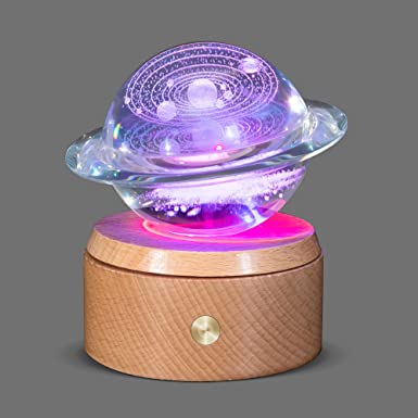 hochance 3D UFO Crystal Ball Multicolor Rotate Nightlight Decolamp,Anniversary Birthday Gifts for Boyfriends Husband Him,Science Astronomy Universe Cool Desk Present for Fathers Kids Boys