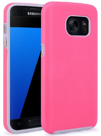 S7 Case, LK [Shock Absorbent Armor] Dual Layer Hard PC Cover   TPU Inner Case Hybrid Defender For Samsung Galaxy S7 (Hot Pink)