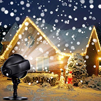 Christmas Snowflake Projector LED Lights, CroLED Rotating Snowfall Landscape Lights with Remote Outdoor Indoor Night Light Waterproof Spotlight Decorative Lighting for Holiday Xmas Party