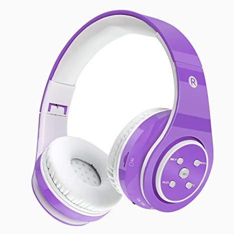Kids Wireless Headphones Bluetooth Safe Volume Limited 85dB Kids Over Ear Headphones,Long Playing Time,SD Card Slot,Stereo Sound,Compatiable for Ipad Cellphone Pc Tablet Kindle-Tekcol (Purple)