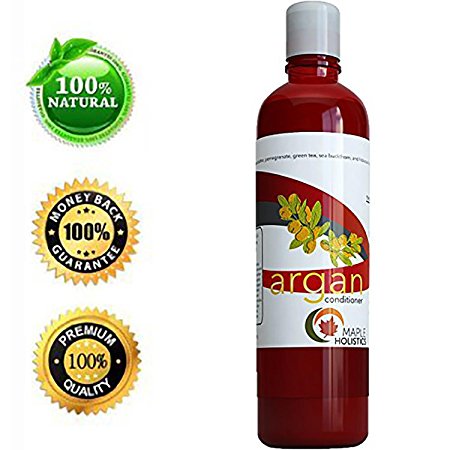 Argan Oil Conditioner - 8 0z - Purest Formula - Natural Treatment for Dry and Damaged Hair - Sulfate Free, Silicone Free, Fragrance Free, Cruelty Free - Men and Women - Made in USA By Maple Holistics