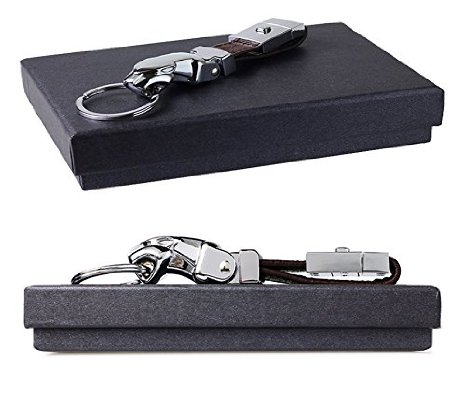 Olivery Genuine Leather Valet Jaguar Keychain - Detachable Elegant Key Chain 3 Key Rings Brown
