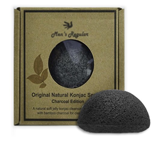 Konjac Sponge - with Activated Charcoal for Men, Women and Kids | Pure Natural Exfoliater | Best for Sensitive and Oily Skin | Removes Blackheads and Reduces Acne