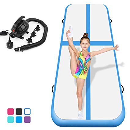 Playieer 9.84ft/13ft/16.4ft/19ft/23ft/26ft/29ft/33ft/36ft/39ft Air Track Tumbling Mat for Gymnastics Inflatable Airtrack Floor Mats with Electric Air Pump for Home Use Cheer