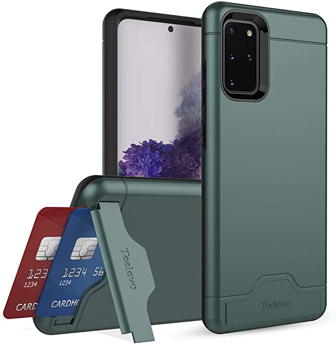 Teelevo Wallet Case for Galaxy S20 Plus, Dual Layer Case with Card Slot Holder and Kickstand for Samsung Galaxy S20 Plus - Midnight Green