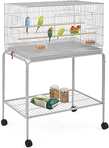 Yaheetech 47'' Height Metal Flight Bird Cage Parrot cage for Parakeets Conures Budgies Lovebirds with Rolling Stand