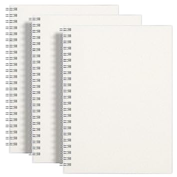 RETTACY Blank Notebook Spiral 3 Pack - A5 Unlined Notebook with Clear Hardcover, 100 GSM Thick Paper, 480 Pages Total, 5.7" × 8.3"