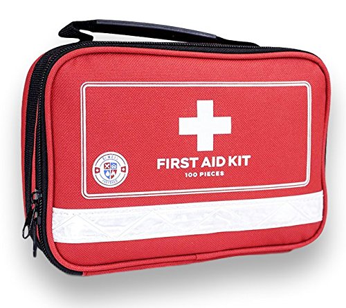 First Aid Kit For Survival and Minor Emergencies (100 Pieces) Light, Compact, and Comprehensive - Perfect for Home, Auto, Road Trips, Camping, or Any Other Outdoors Activities