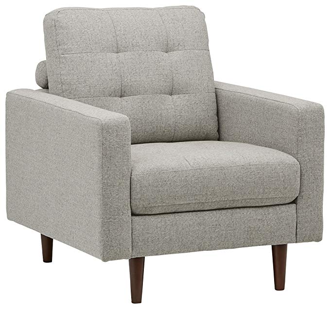 Rivet Cove Mid-Century Tufted Accent Chair, Light Grey