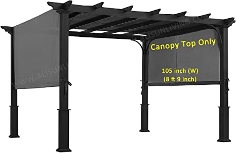 ALISUN Sling Canopy (with Ties) for 10 FT Pergola #S-J-110 & TP15-048C (Charcoal) (Canopy TOP ONLY)