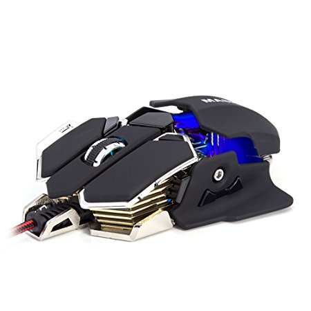 Masione® USB 4800DPI 10 Button LED Optical Gaming Mouse for PC and Laptop (Black & White)