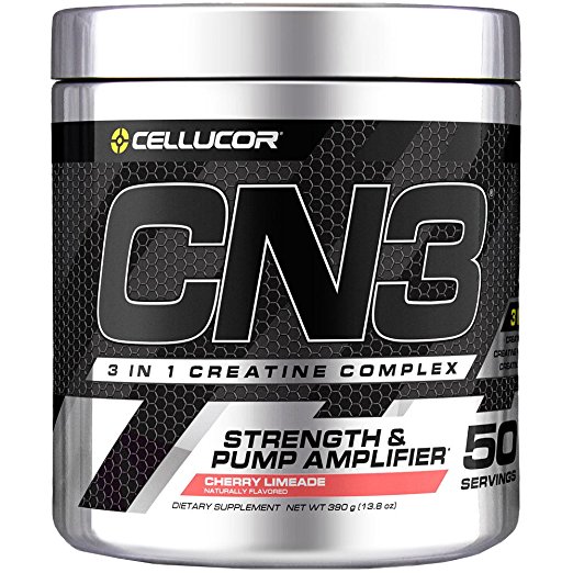 Cellucor CN3 Creatine Nitrate, Creatine HCl, Creatine Monohydrate Powder, Strength and Pump Amplifier, Cherry Limeade, 50 Servings