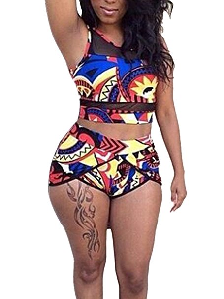 PiePieBuy Womens African Print Inspired Two Piece Bikini Bathing Suit