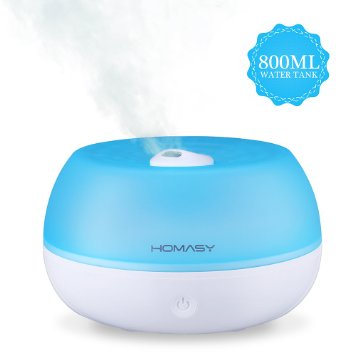 Essential Oil humidifier Homasy 800ml Aromatherapy Diffuser Ultrasonic Cool Mist Humidifier with AUTO Shut off Function night light uniform mist 10hours mist time