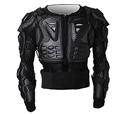 Durable Motorcycle Full Body Armor Protector Pro Street Motocross ATV Guard Shirt Jacket Spine Chest Shoulder/Back Protection for Biking Cycling Riding (Black, XXL)