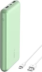 Belkin BoostCharge USB-C Portable Charger 20k Power Bank w/ 1 USB-C Port and 2 USB-A Ports with USB-C to USB-A Cable for iPhone 15, 15 Plus, 15 Pro, 15 Pro Max, Samsung Galaxy S24, & More - Green