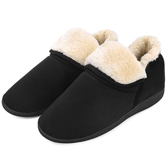 Men's Plush Warm Ankle Bootie Slippers Fuzzy Memory Foam Winter House Shoes