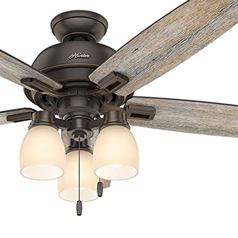 Hunter Fan 52 inch Ceiling Fan with Three-light Fitter and Clear Frosted Glass in Brushed Nickel (Certified Refurbished) (Onyx Bengal Bronze)