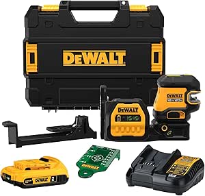 DEWALT 20V/12V MAX Laser Level Kit, Cross Line Laser and 5 Spot Laser, Green (DCLE34520G)