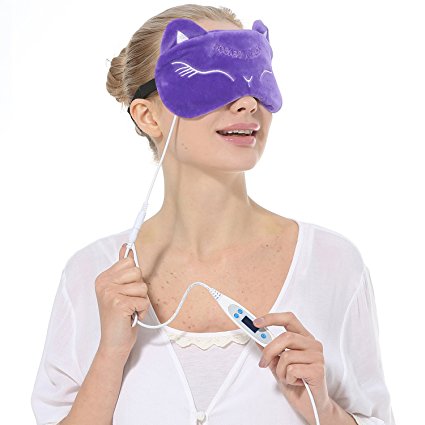 Aroma Season USB Heating Steam Eye Mask, Portable Heating Mask for Travel and Home Spa (Purple Cat)