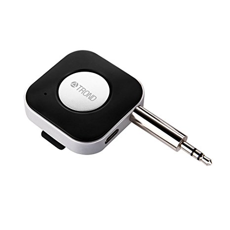 TROND 3.5mm Bluetooth V4.2 Audio Receiver Adapter with Mic & Clip (True Wireless Stereo, AptX Low Latency, Volume Control), for Car Kit, Home Stereo, Headphones