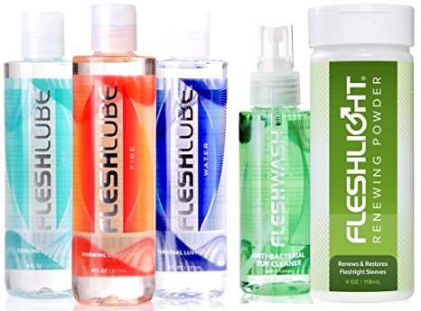 Official Fleshlight | Fleshlube 8 oz Fire, Water, Ice, Plus Fleshwash and Renewing Powder