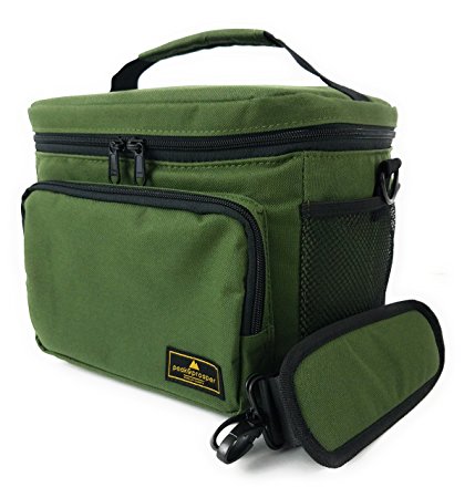 Premium Lunch Cooler Box, Medium Green Insulated Lunch Bag. Water Resistant and Heavy Duty. Perfect For Adults, Men, Women and Teens - Peak and Prosper (Green)