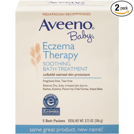 Aveeno Baby Eczema Therapy Soothing Baby Bath Treatment, 5 Count-3.75oz (Pack of 2)