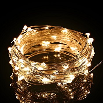 Excelvan 10m/33ft 100 LED String Lights Copper Wire LED Starry Light,USB Operated Waterproof Fairy Lights For Wedding,Home,Bedroom,Patio,Garden and Party,Holiday Decoration (Warm White)