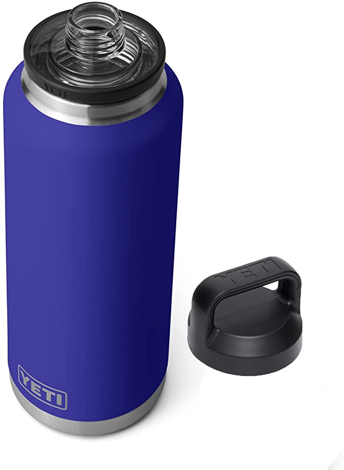 YETI Rambler 46 oz Bottle, Vacuum Insulated, Stainless Steel with Chug Cap, Offshore Blue