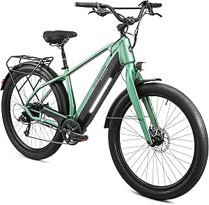 Schwinn Coston Hybrid Electric Bike for Adults, 20MPH Commuting eBike, Ride Up to 35-45 Miles on a Single Charge, 27.5-Inch Wheels, 7-Speed, Step-Thru or Step Over Aluminum Frame, Removable Battery