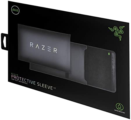 Razer 15" Protective Laptop Sleeve: Scratch & Water-Resistant - Padded Interior Lining - Snag-Free Velcro - Flip-Out Mouse Mat - Classic Black, RC21-01580100-R3M1