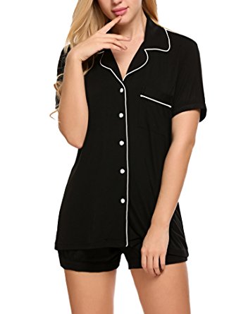 Skylin Comfort Pajama Sets Women 2 Pieces Short PJS Button-Down Nightwear XS-XXL