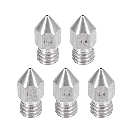 uxcell 5pcs 3D Printer Nozzle,Stainless Steel MK8 Nozzle 0.4mm,Extruder Print Head for Filament 1.75mm M6 3D Printer