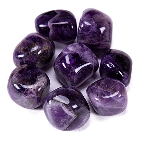 Bingcute Brazilian Tumbled Polished Natural Amethyst Stones 1/2 Ib For Wicca, Reiki, and Energy Crystal Healing (Amethyst)