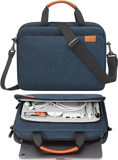 MoKo 12.9 Inch Tablet Sleeve Case Fits iPad Pro 12.9 M2 2022/2021/2020/, Surface Laptop Go 12.4", Galaxy Tab S8 /S9  12.4 2022/2023, Multi-Functional Pockets with Shoulder Strap, Indigo