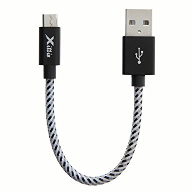 XILLIE Short USB 2.0-Micro-USB to USB Cable- High-Speed A Male to Micro B Triple Shielded, 24AWG Wire Cable 15CM, Black Color