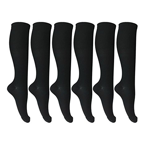 6 Pairs of Unisex Compression Socks (15-20mmHg) for Running, Nurses, Shin Splints, Travel, Flight, Pregnancy & Maternity