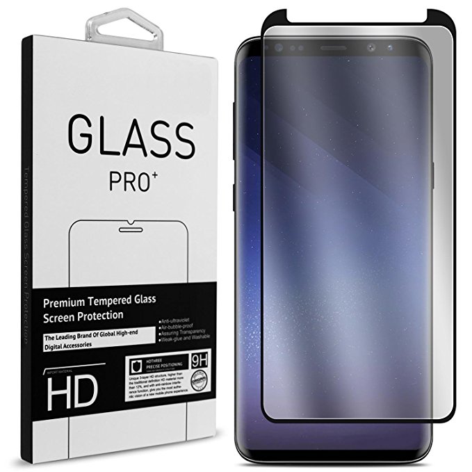 Galaxy S9 Tempered Glass Screen Protector, CoverON InvisiGuard Series Complete Full Front Screen Protector for Samsung Galaxy S9 [Case Friendly and Bubble-Free] - HD Clear with Black Rim